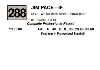 1988 Cal League #288 Jim Pace Back