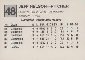 1988 Cal League #48 Jeff Nelson Back