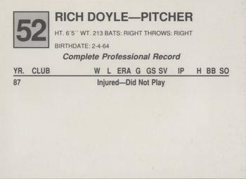 1988 Cal League #52 Rich Doyle Back