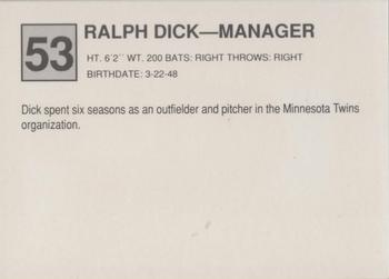 1988 Cal League #53 Ralph Dick Back