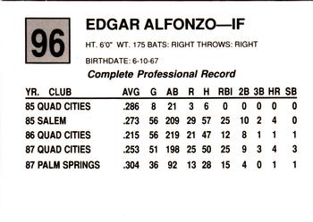 1988 Cal League #96 Edgar Alfonzo Back