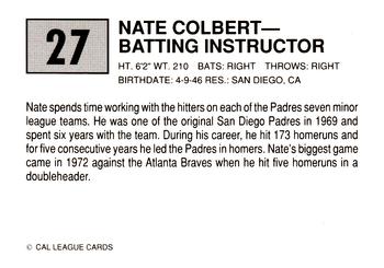 1989 Cal League #27 Nate Colbert Back