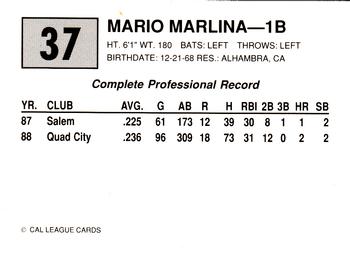 1989 Cal League #37 Mario Molina Back