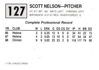 1989 Cal League #127 Scott Nelson Back