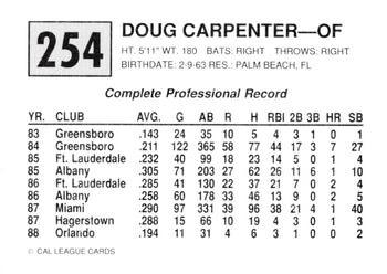 1989 Cal League #254 Doug Carpenter Back