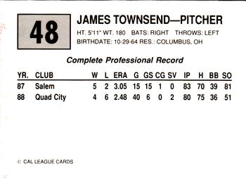 1989 Cal League #48 James Townsend Back