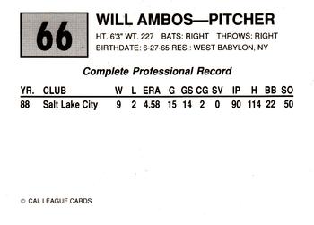 1989 Cal League #66 Will Ambos Back