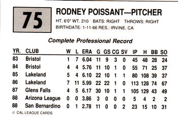 1989 Cal League #75 Rodney Poissant Back
