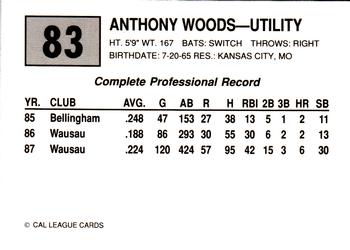 1989 Cal League #83 Anthony Woods Back