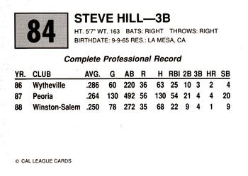1989 Cal League #84 Steve Hill Back