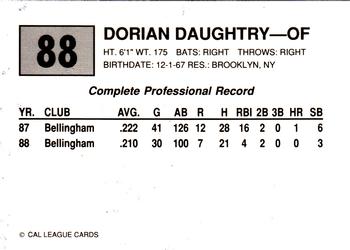 1989 Cal League #88 Dorian Daughtry Back