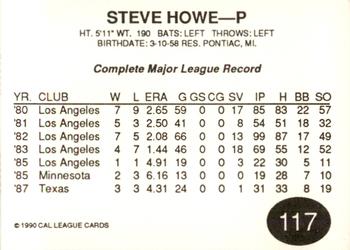 1990 Cal League #117 Steve Howe Back