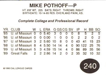 1990 Cal League #240 Mike Potthoff Back
