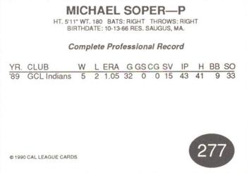 1990 Cal League #277 Michael Soper Back