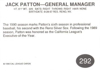1990 Cal League #292 Jack Patton Back