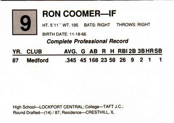 1988 Cal League All-Stars #9 Ron Coomer Back
