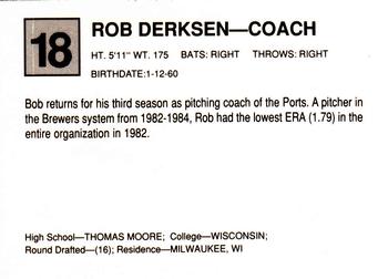 1988 Cal League All-Stars #18 Rob Derksen Back