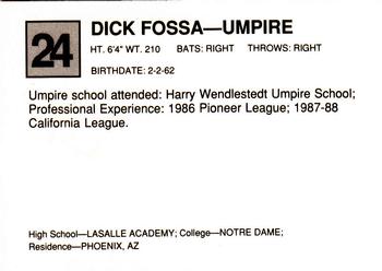 1988 Cal League All-Stars #24 Dick Fossa Back