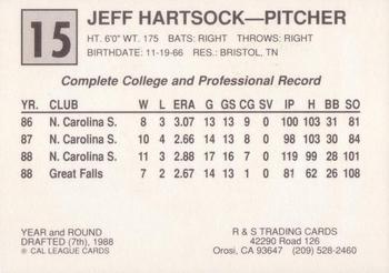 1989 Cal League All-Stars #15 Jeff Hartsock Back