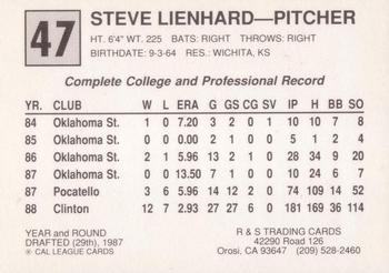 1989 Cal League All-Stars #47 Steve Lienhard Back