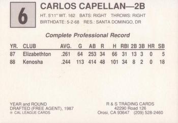 1989 Cal League All-Stars #6 Carlos Capellan Back