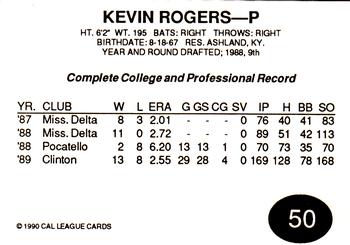 1990 Cal League All-Stars #50 Kevin Rogers Back