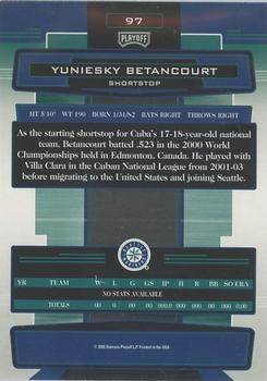 2005 Playoff Absolute Memorabilia #97 Yuniesky Betancourt Back