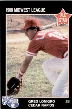 1988 Grand Slam Midwest League All-Stars #9 Greg Lonigro Front