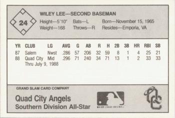 1988 Grand Slam Midwest League All-Stars #24 Wiley Lee Back