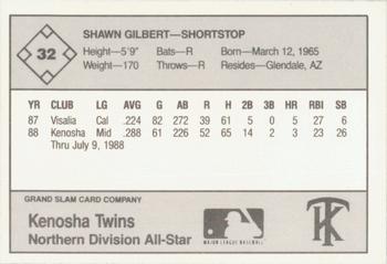 1988 Grand Slam Midwest League All-Stars #32 Shawn Gilbert Back
