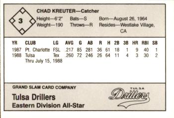 1988 Grand Slam Texas League All-Stars #3 Chad Kreuter Back