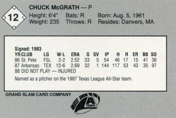 1989 Grand Slam Arkansas Travelers #12 Chuck McGrath Back