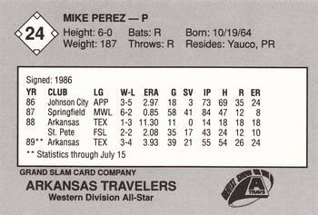 1989 Grand Slam Texas League All-Stars #24 Mike Perez Back