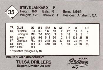 1989 Grand Slam Texas League All-Stars #35 Steve Lankard Back
