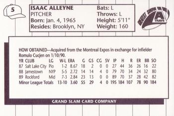 1990 Grand Slam Arkansas Travelers #5 Isaac Alleyne Back