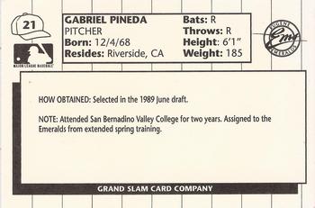 1990 Grand Slam Eugene Emeralds #21 Gabriel Pineda Back