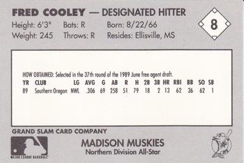 1990 Grand Slam Midwest League All-Stars #8 Fred Cooley Back