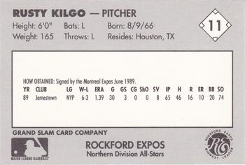 1990 Grand Slam Midwest League All-Stars #11 Rusty Kilgo Back