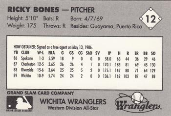 1990 Grand Slam Texas League All-Stars #12 Ricky Bones Back