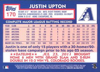 2012 Topps Archives #170 Justin Upton Back