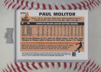 2012 Topps Archives - Framed Mini Autographs #630 Paul Molitor Back