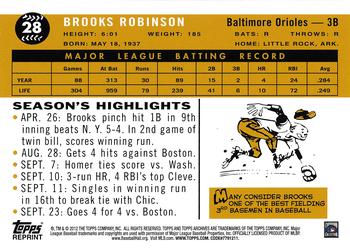 2012 Topps Archives - Reprints #28 Brooks Robinson Back