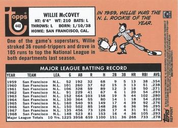 2012 Topps Archives - Reprints #440 Willie McCovey Back