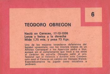 1967 Topps Venezuelan #6 Teodoro Obregon Back