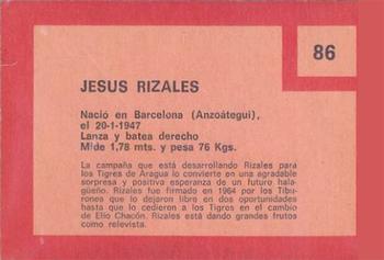 1967 Topps Venezuelan #86 Jesus Rizales Back