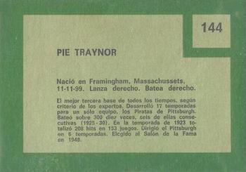 1967 Topps Venezuelan #144 Pie Traynor Back