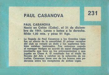 1967 Topps Venezuelan #231 Paul Casanova Back