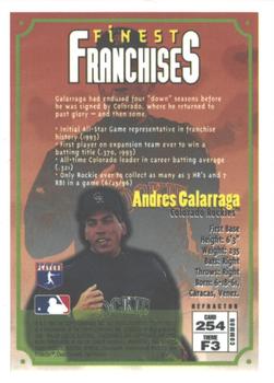 1996 Finest - Refractors #254 Andres Galarraga Back