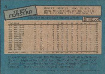 1985 Topps Hostess Atlanta Braves #8 Terry Forster Back