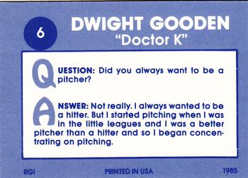 1985 Renata Galasso Dwight Gooden Dr. K #6 Dwight Gooden Back